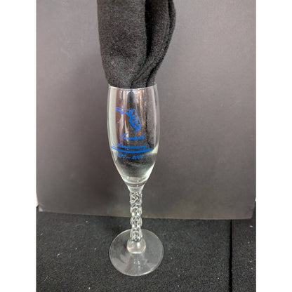 Vintage UUCF Florida 20th Anniversary Champagne Flutes Twisted Stem Glasses Trio