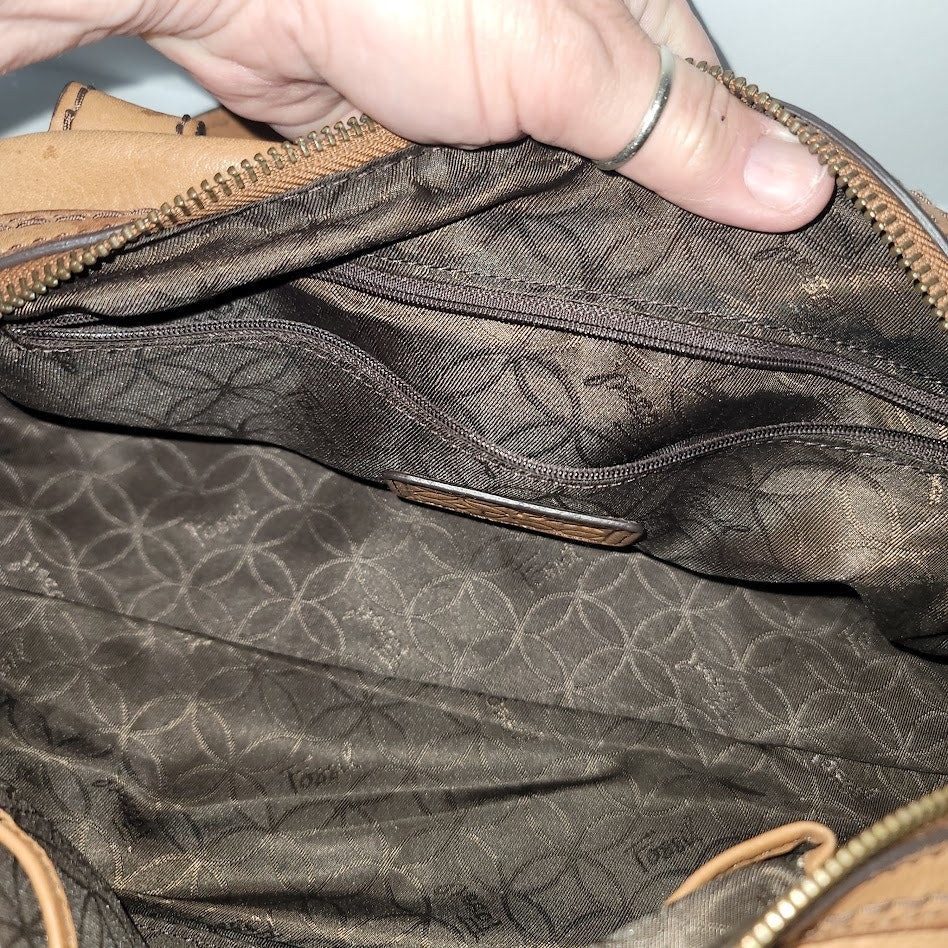 Fossil Brown leather purse handbag Preowned Shoulder bag aged