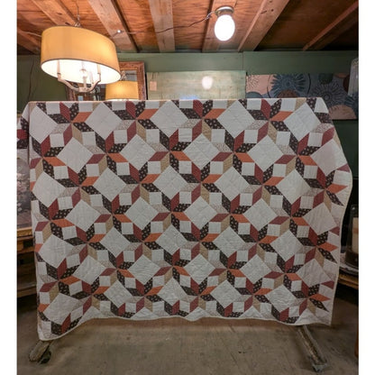 Yellow Multicolor farmhouse quilt HAND sewn Patchwork HEAVY Queen Full 72" x 78"