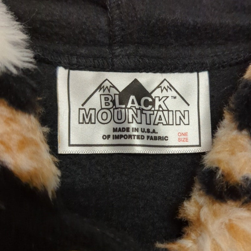 Black Mountain Fleece Hooded Poncho Black with Cheetah Trim One Size Fits Plus