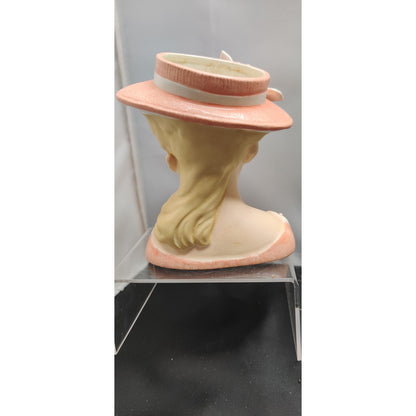 Vintage Rubens Pink Floral Lady Headvase Mid Century Kitsch Retro Collectibles!!