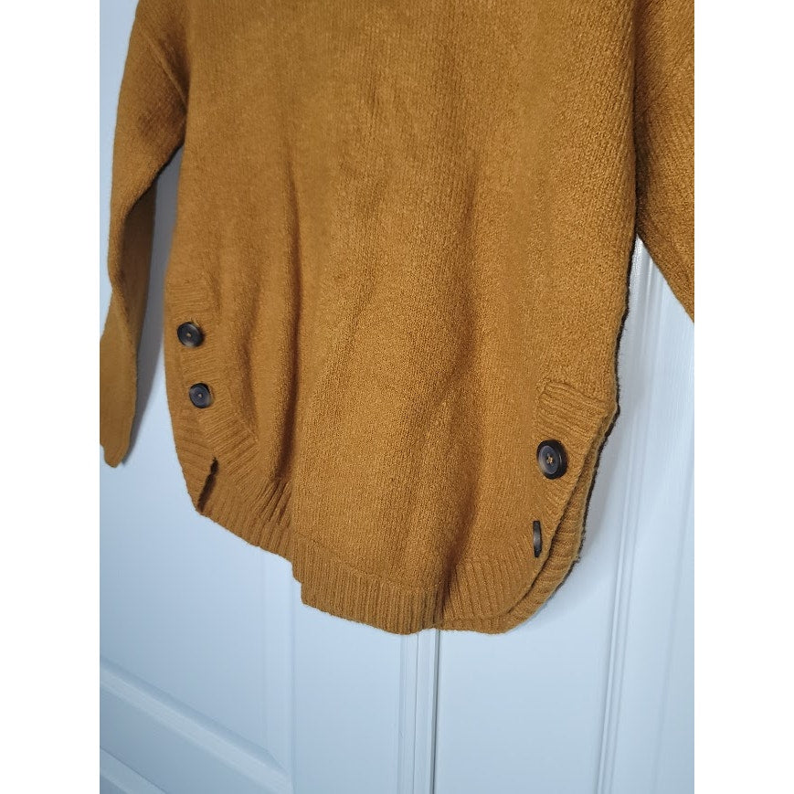 Madewell Mustard Yellow Button-Side Crewneck Sweater NWT Size XXS