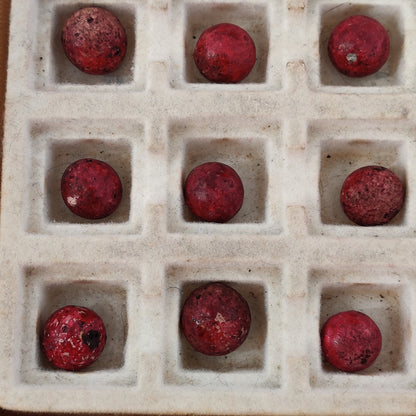 Antique German Handmade Clay Marbles Bulk Job Lot of 36 Red & Coral 9/16" #H16
