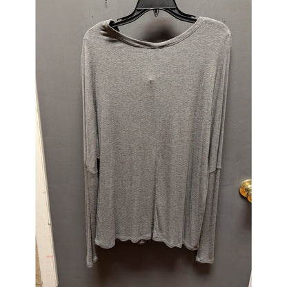 H by Bordeaux Long Sleeve Gray Top T-shirt Ribbed drop shoulder NEW layering