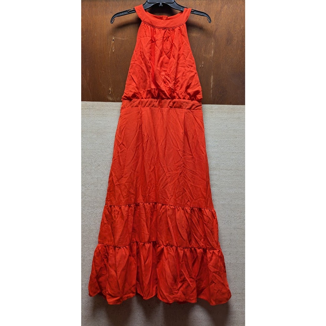 NSR Women's Halter Maxi Dress Size Large Summer Tiered Summer Spring NEW