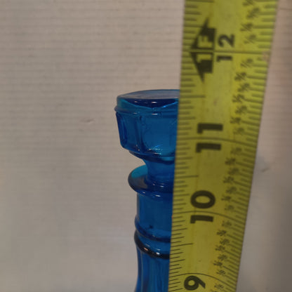 Vintage Empoli Cobalt Blue Glass Decanter with Stopper, Made in Italy Optic