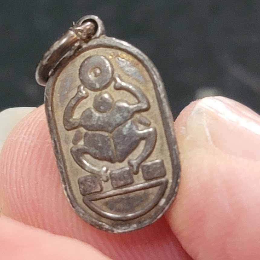 Vintage Scarab silver pendant beetle good luck charm UNMARKED