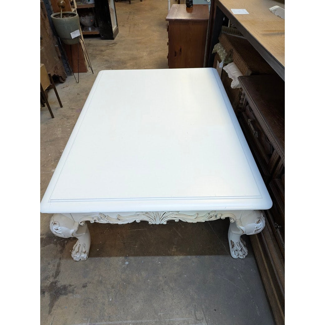 Secondhand Sandies: LARGE white curvy shabby chic coffee table curvy 54"x38"x 19"