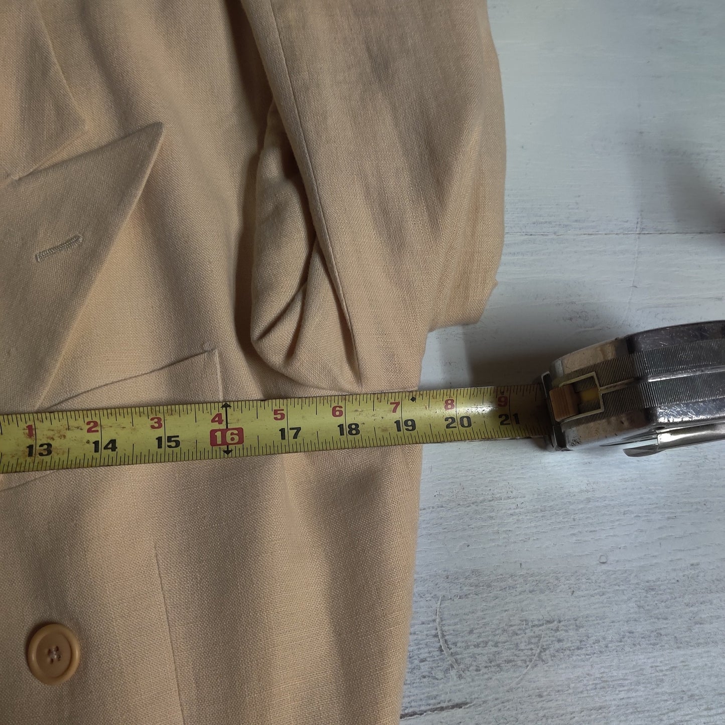 Lauren by Ralph Lauren Vintage Peach 100% Linen Double Breasted Blazer Small