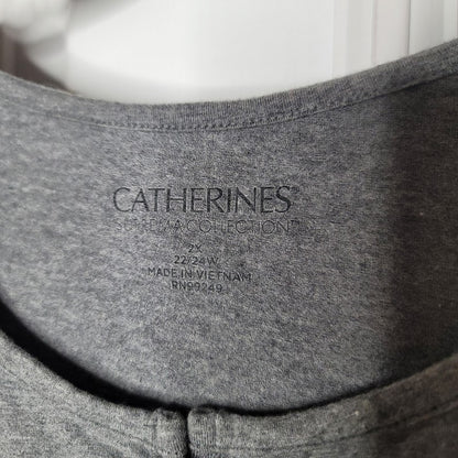 Catherines Collection Size 2X 22/24 W Long Sleeve Gray tunic blouse Cotton Blend