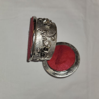 Jewelry Trinket Box Vanity Box Art Nouveau Style Resin Repousse Silvertone Lined