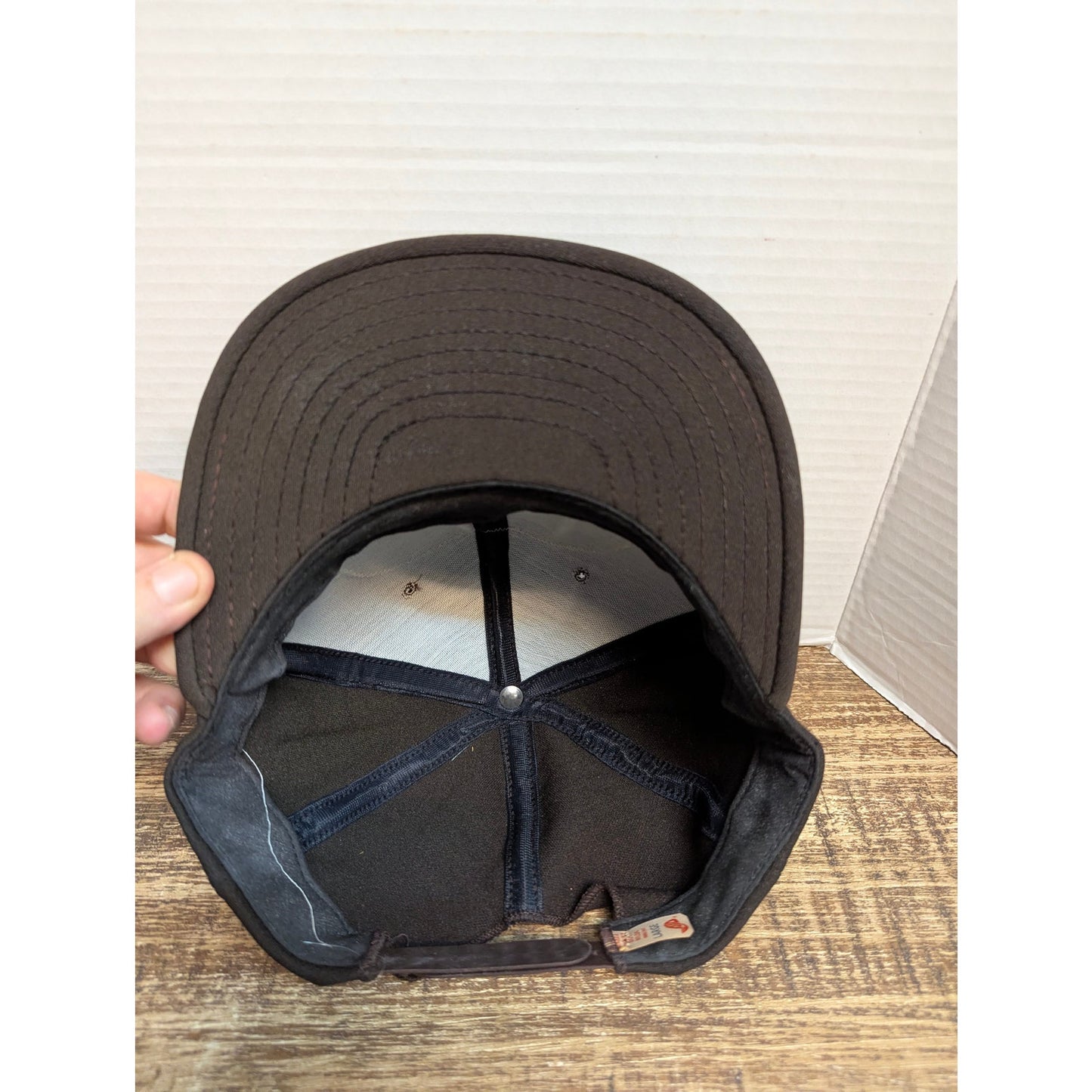 Vintage Quick Rig Hawk Ind Black Orange Strapback Baseball Cap Hat Y2K