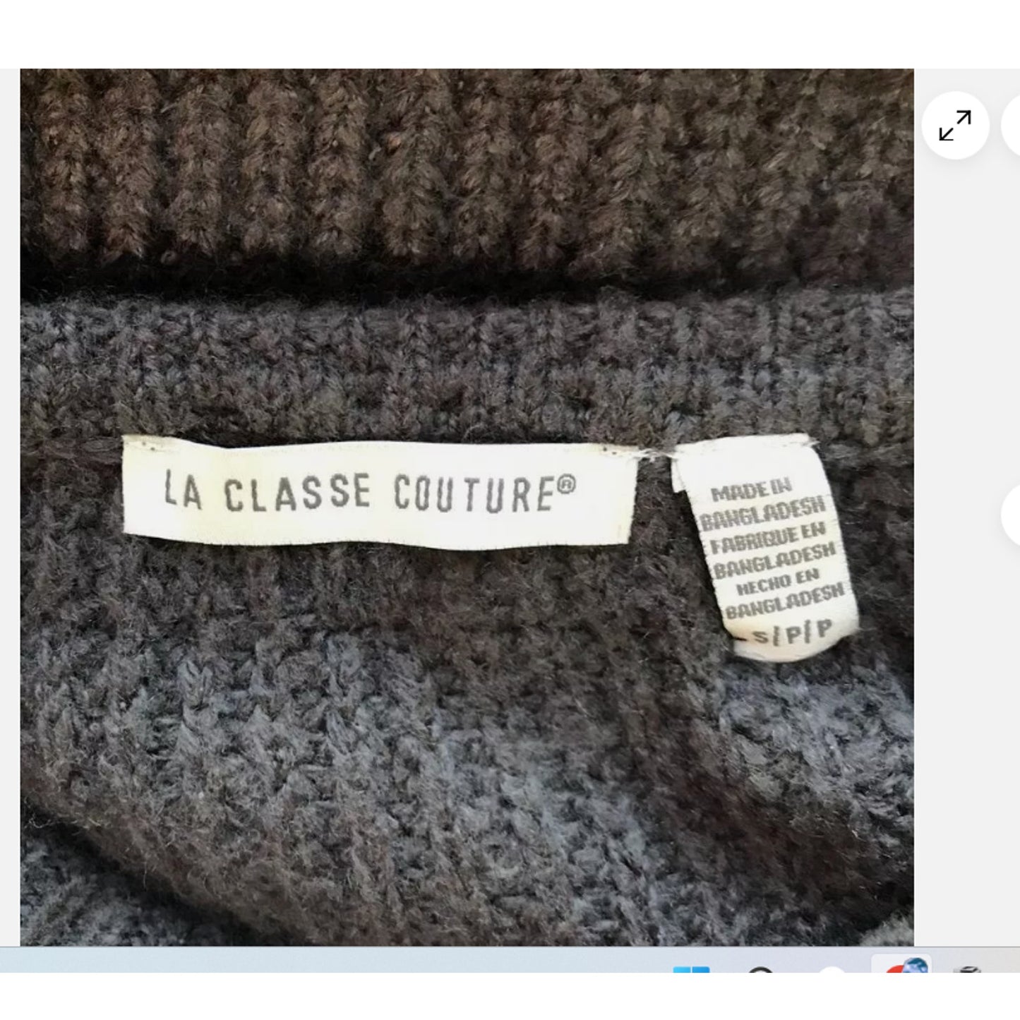 La Classe Couture Pointelle Knit Striped Sweater Dress in Gray/Black - Small