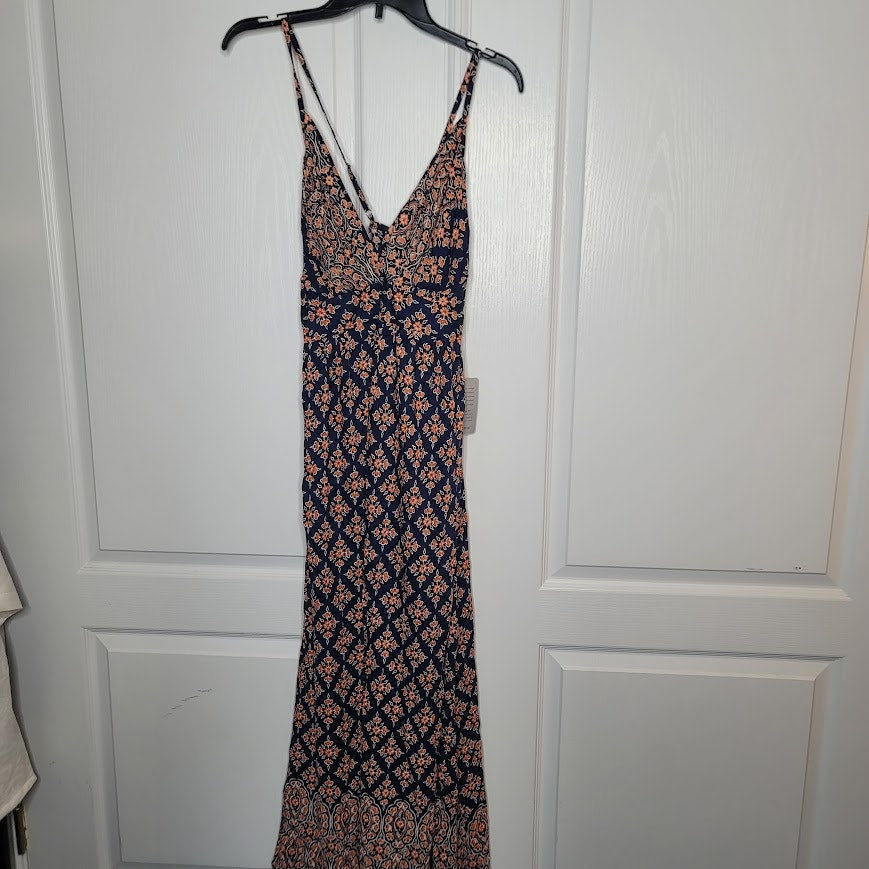 Angie Summer Dress Size Large Boho MAXI elastic back straps