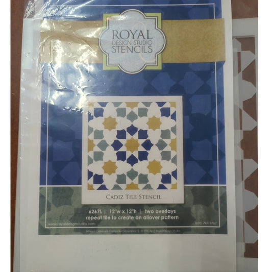 Royal Design Studio Cadiz Tile Stencil Mediterranean DIY Wall Floor 12"x12"