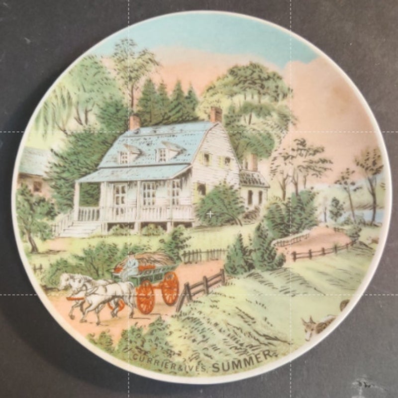 Four Season 6.5" Currier & Ives Decor Plate Set of 4 Spring Summer Winter Autumn