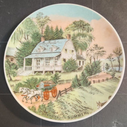 Four Season 6.5" Currier & Ives Decor Plate Set of 4 Spring Summer Winter Autumn