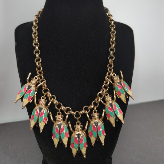 Rare Chanel 2010 ParisShanghai Cicada Necklace Crystal Gold Tone 10A Metiers Art