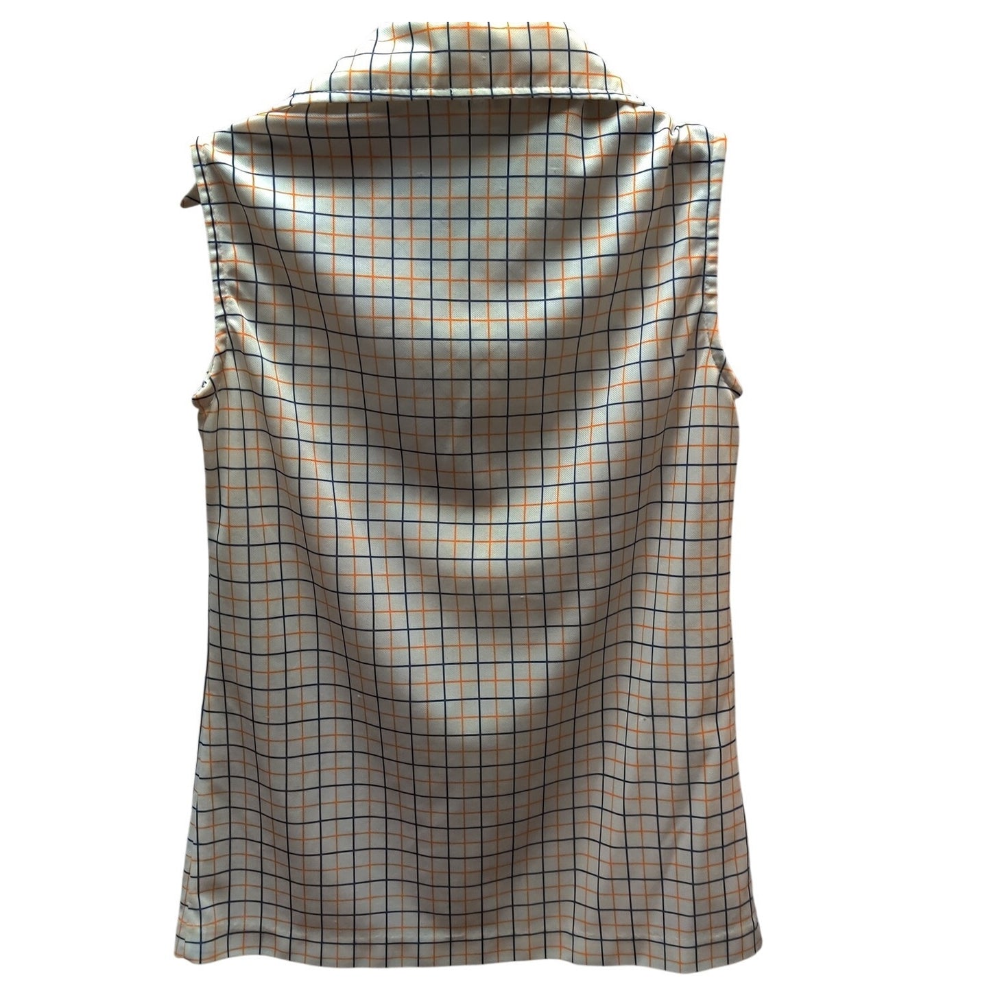 Vintage David Smith Plaid Sleeveless Polo Top Retro Preppy Golf Blouse Size 8
