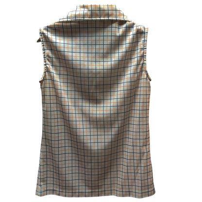 Vintage David Smith Plaid Sleeveless Polo Top Retro Preppy Golf Blouse Size 8