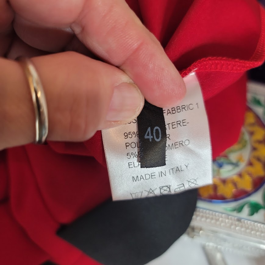 Tabula Rasa Italy NEW Red Black detail Dress Size 40 Eu US 8 Long SleeveCareer