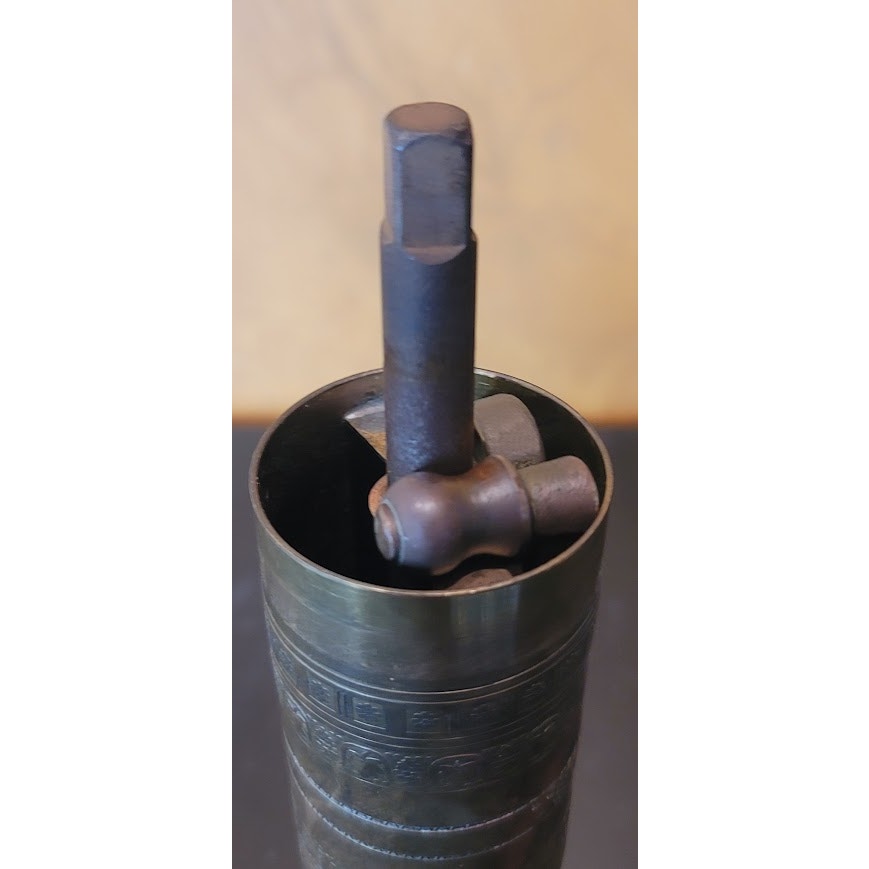 Vintage Brass Coffee Grinder Mill Made in Greece Hand Crank Pepper Spice Etched
