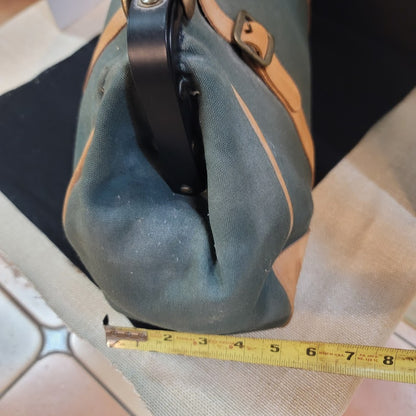 Vintage Angus Teal Green Canvas Leather Doctor Bag Tool CarryAll Travel Satchel