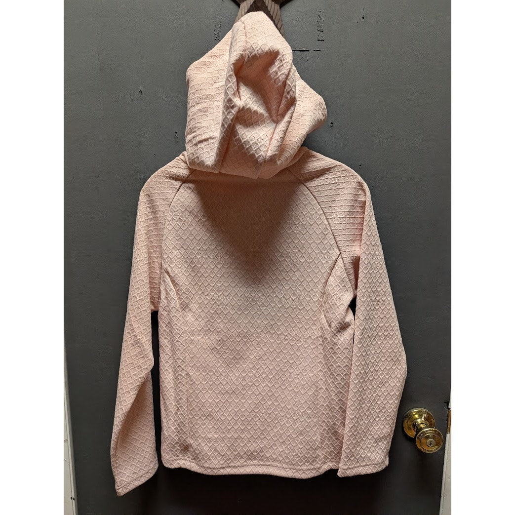 Southern Girl Prep Peachy Hooded Long Sleeve Waffle texture Sweatshirt LARGE