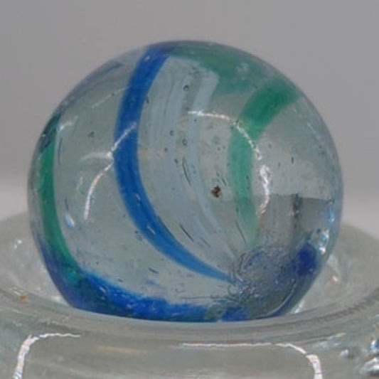Antique German White Latticinio Core Swirl Glass Marble 5/8" Toy Gem #BOXA4