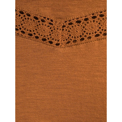 Derek Heart Juniors Babydoll Tiered Pullover Top LARGE Rusty Brown/Orange NWT