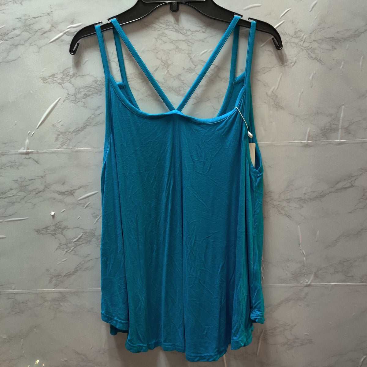 Básico Teal Crisscross Strappy Tank Top Casual Summer Sleeveless Basic Small