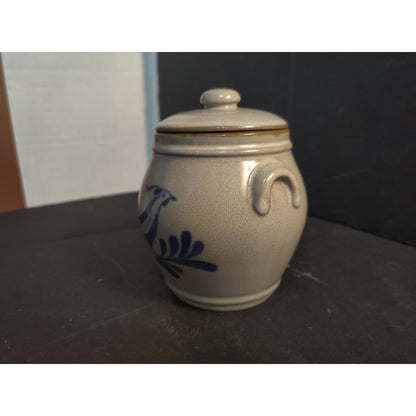 Vintage Prestige Place Museum American Folk Art Blue Bird Lidded Crock Jar Japan