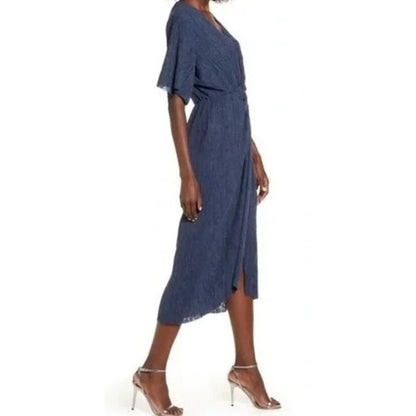 All in Favor Dolman Plisse Midi Dress lightweight XS/Extra Small Navy Peacoat