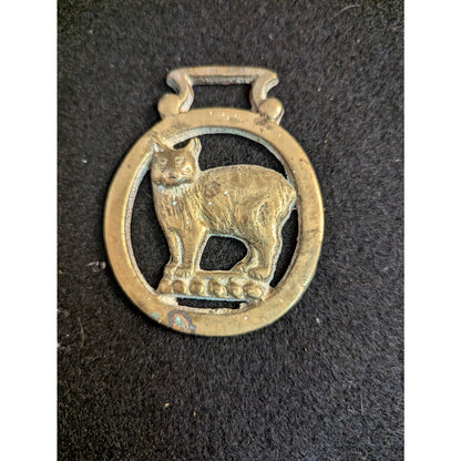 Antique Isle Of Man Manx Cat Horse Brass Harness Medallion Martingale Work Horse