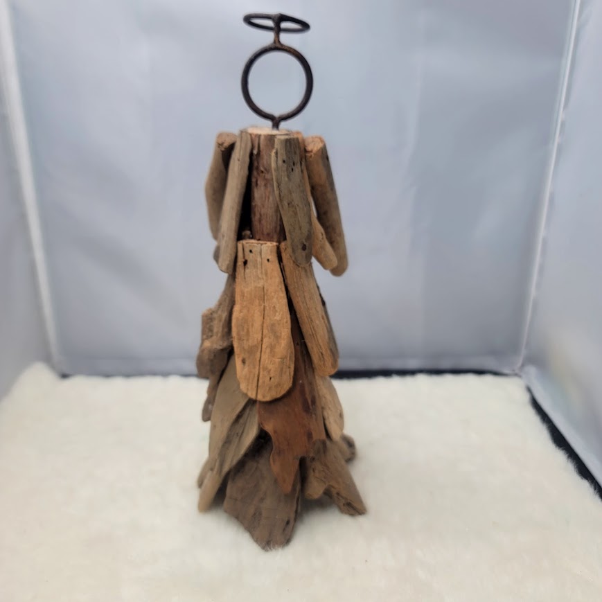 Artisan Coastal Driftwood Angel Candle Holder Vintage Beach Boho Heirloom