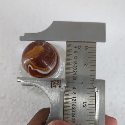 Vintage Christensen Agate CAC Striped Caramel Swirl Glass Marble Shooter 7/8"