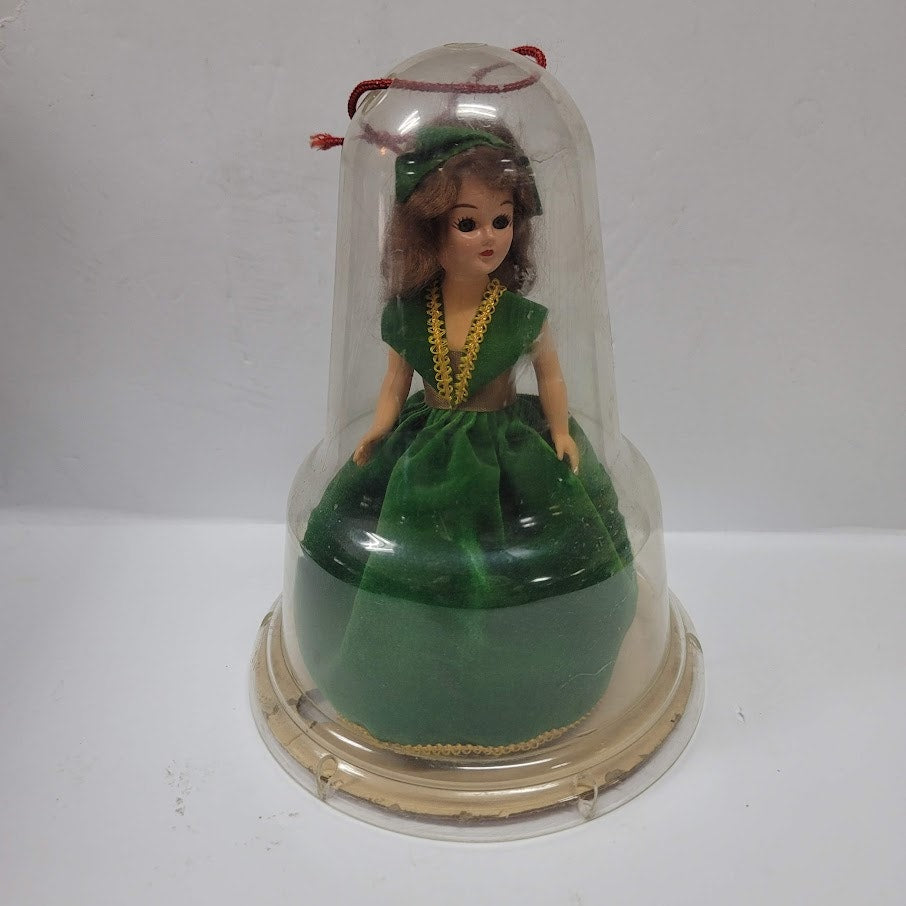 Vintage Emerald May Birthstone Doll 7” Rubber Band Attachment Inside w/ Dome