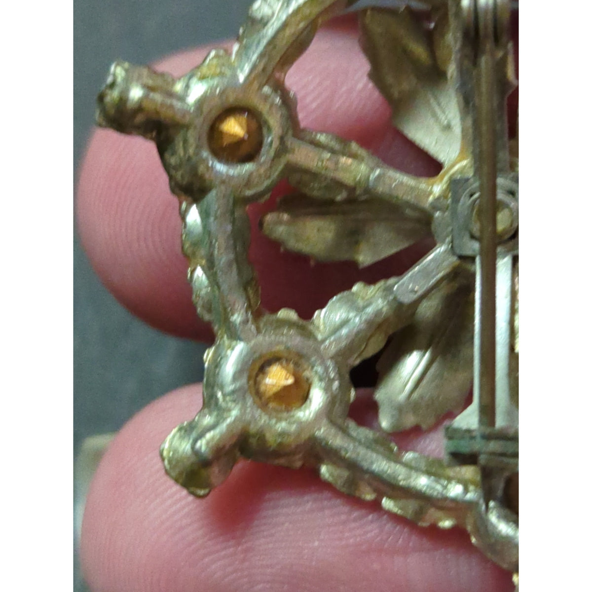Formal MCM Starburst Floral Rhinestone Brooch Pin Silver Tone Vintage wedding