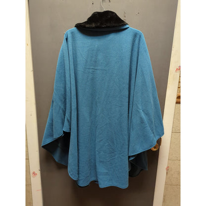 Monroe and Main Teal Blue Black collar Capelet ONE SIZE pockets cape coat winter