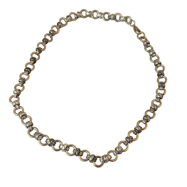 Silvertone chain necklace Hoop and claw clasp Vintage 18" overall length