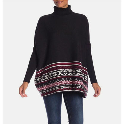Joseph A SOUTHWEST Patterned Turtleneck oVERSIZED Sweater Size M NEW MEDIUM