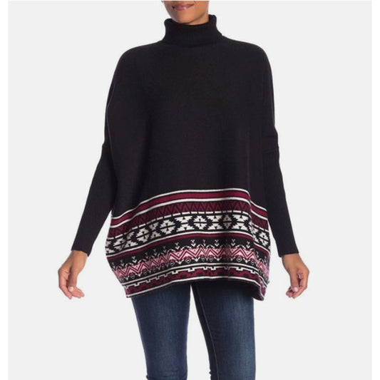 Joseph A SOUTHWEST Patterned Turtleneck oVERSIZED Sweater Size M NEW MEDIUM