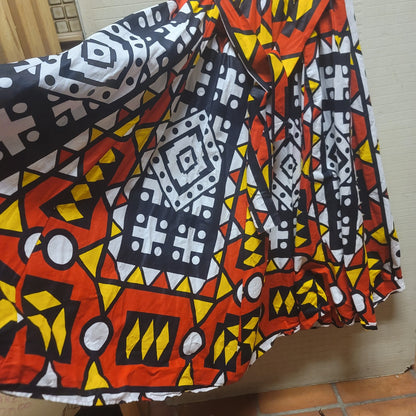 ALF One Size Vibrant skirt Midi Elastic Waist Attach Belt Fit Flare Tribal Flare