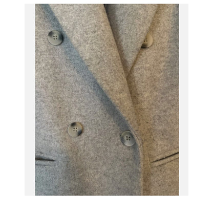 Topshop Brooke Double breasted Long Peacoat Marled Gray Coat Jacket NEW 12 Heavy