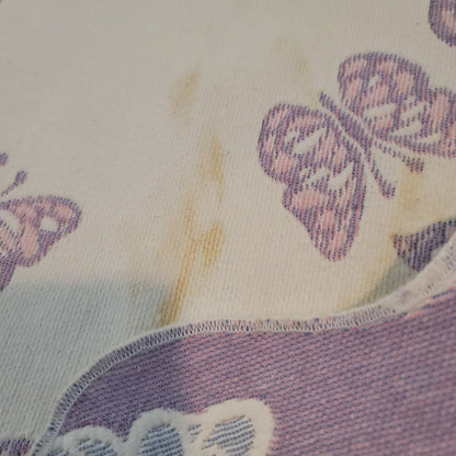 Reversible purple butterfly scalloped edge coverlet blanket bedspread Full Queen