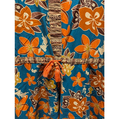 Disney The Dress Shop Dress Small Teal Orange Floral Tiki Disneybound Moana