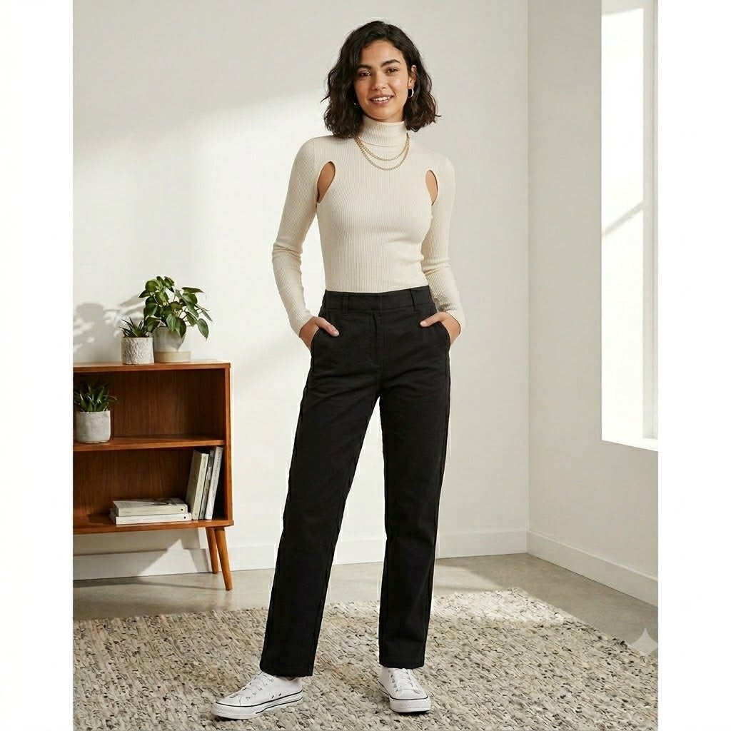 Topshop Cream Ribbed Cold-Shoulder Turtleneck Size US 4-6 (UK S) Small NEW
