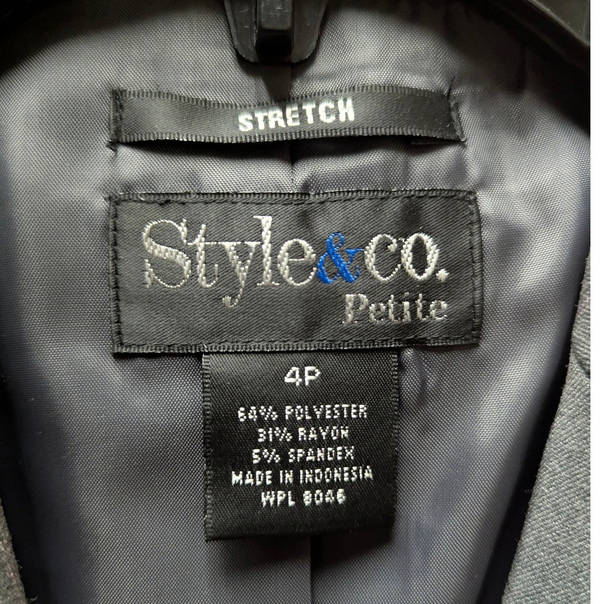 Style & Co. Petite Gray Pinstripe Single Button Stretch Blazer 4P Career Work