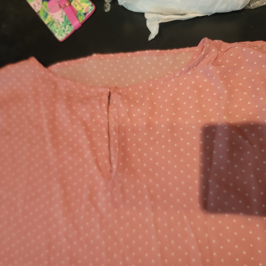 Pleione Pink Polka Dot Cap Sleeve Keyhole Blouse Size 1X NWT