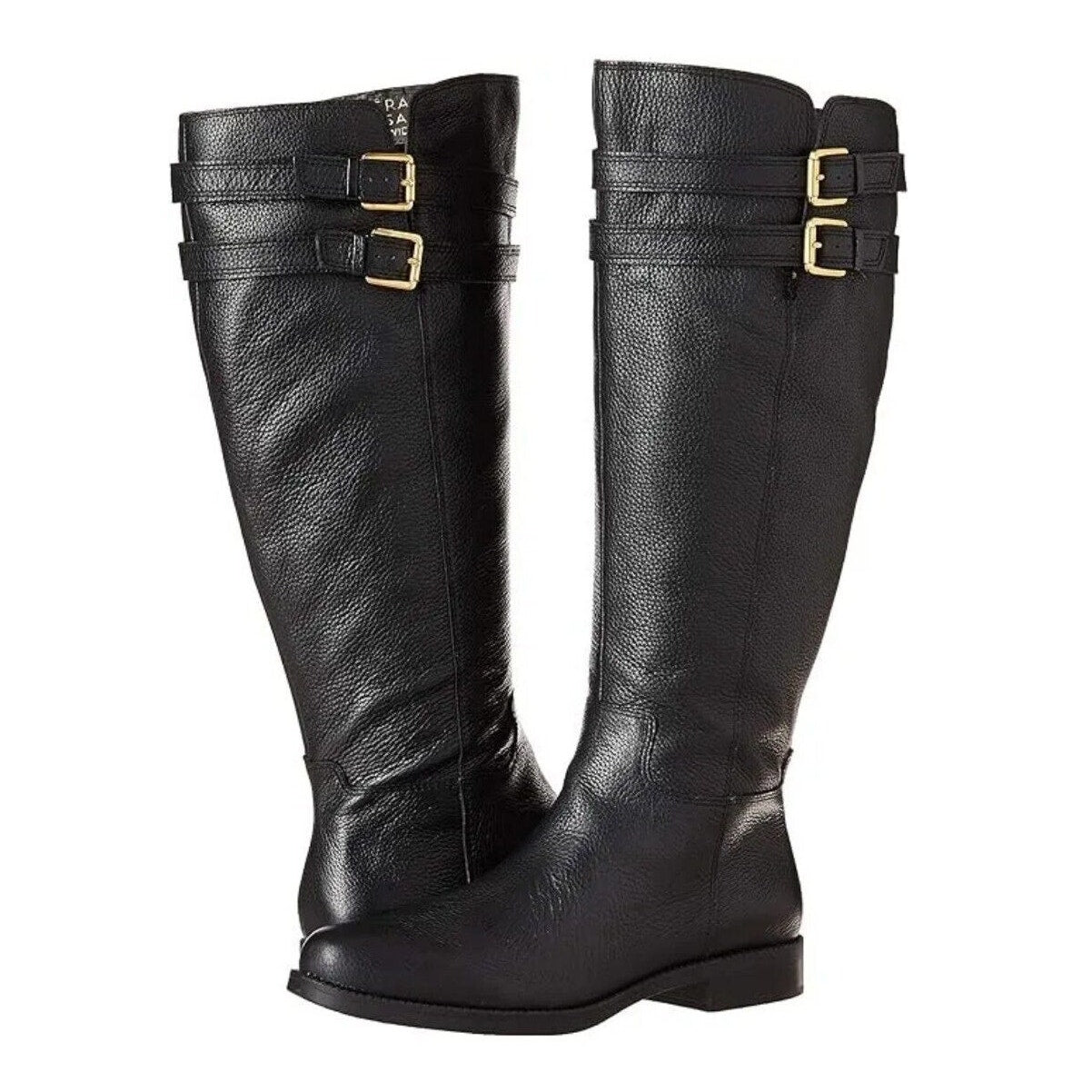 Franco Sarto Women's Christoff Equestrian Boot Black 8.5 M Winter heel buckle